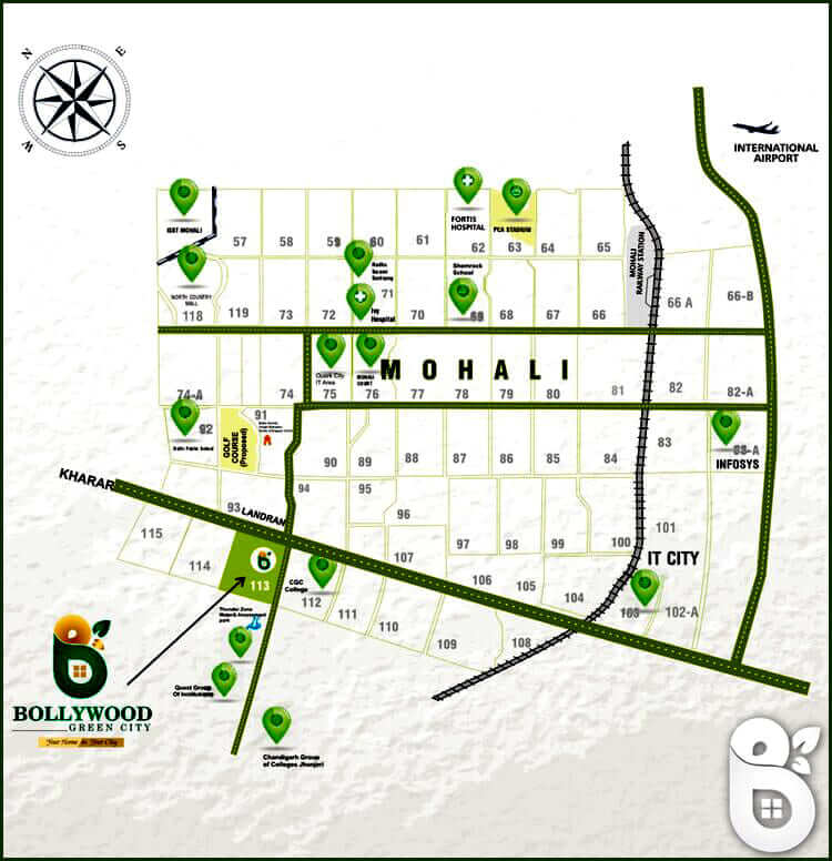 Bollywood Green City Nearby Locations Map